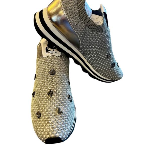 KARL LAGERFELD PARIS Women's Marje Graphic Pin Mesh Sneakers - 7.5 - NW - Picture 2 of 8